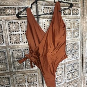 SHEIN Terra-cotta One-Piece Swimsuit, Size L, NEW